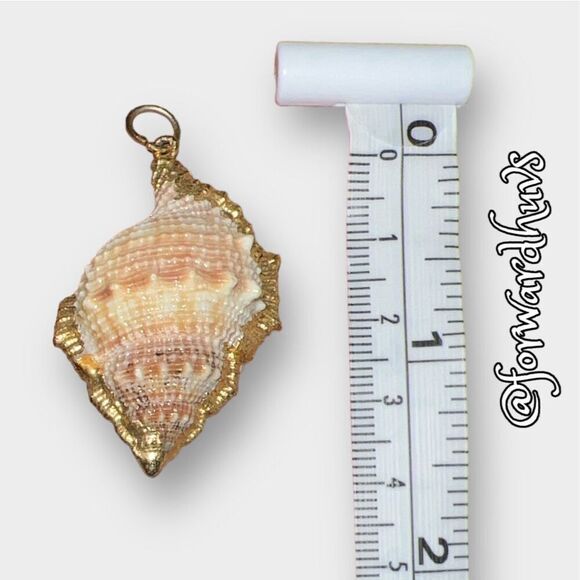 Mini Conch Seashell Pendant with Gold Dip Trim - Picture 3 of 7